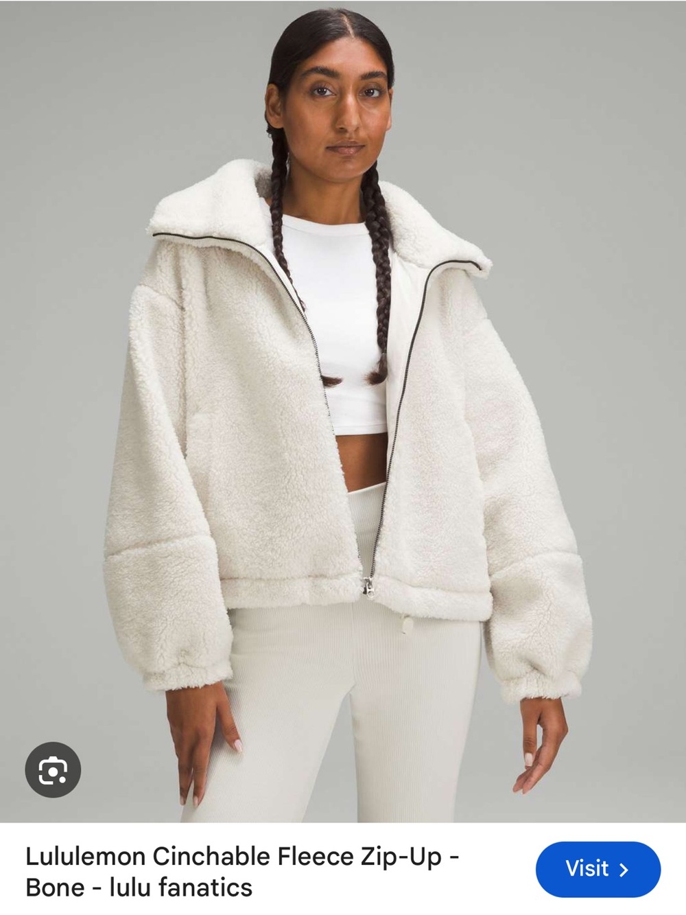 Lululemon Cinchable Fleece Zip-Up color bone